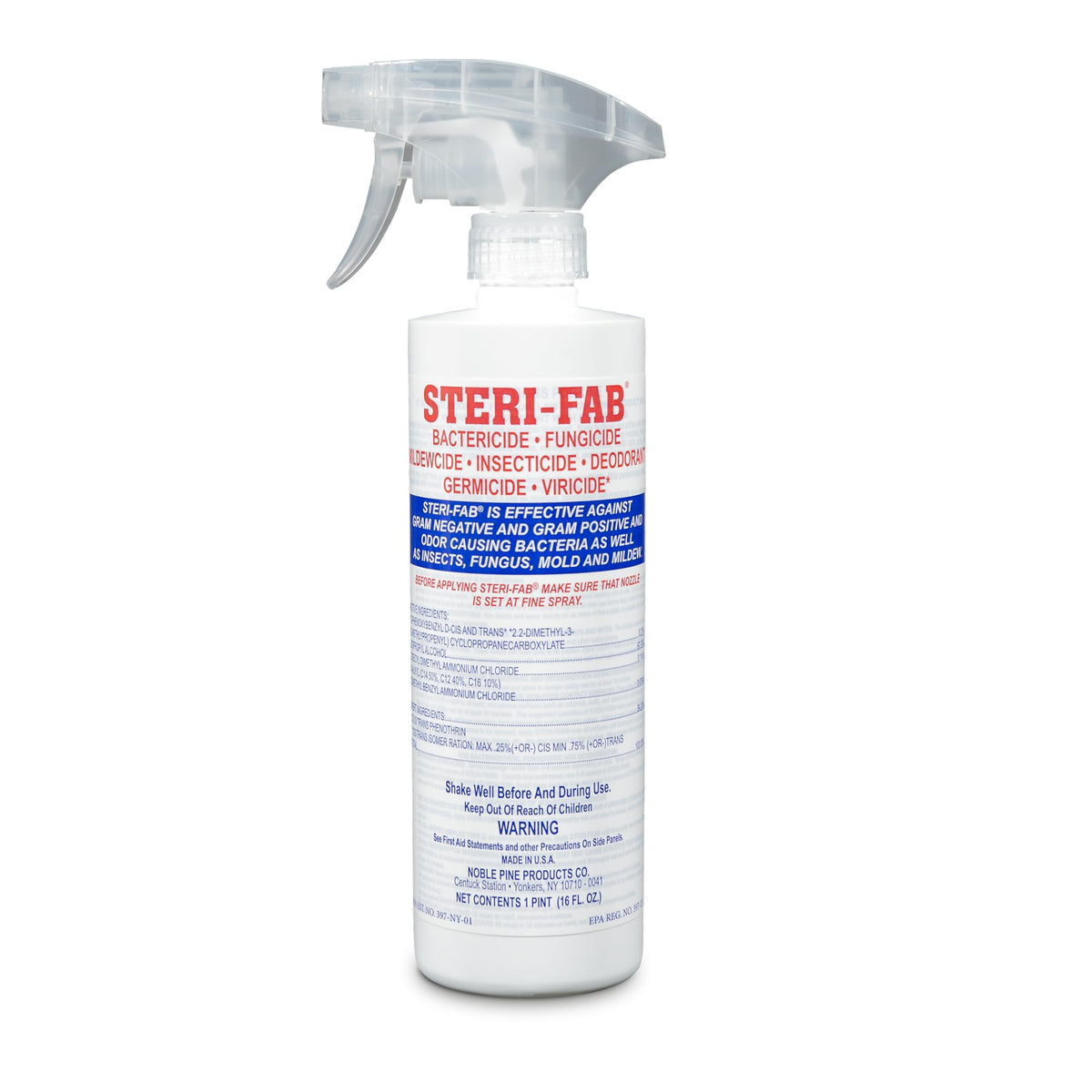 Steri-Fab All-in-One disinfectant spray bottle for fast, residue-free disinfection.