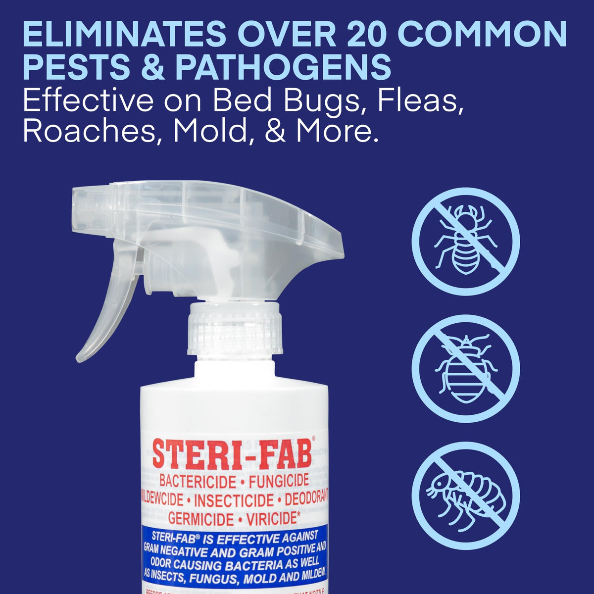 Steri-Fab spray action on mattress shows effective disinfection and odor control.