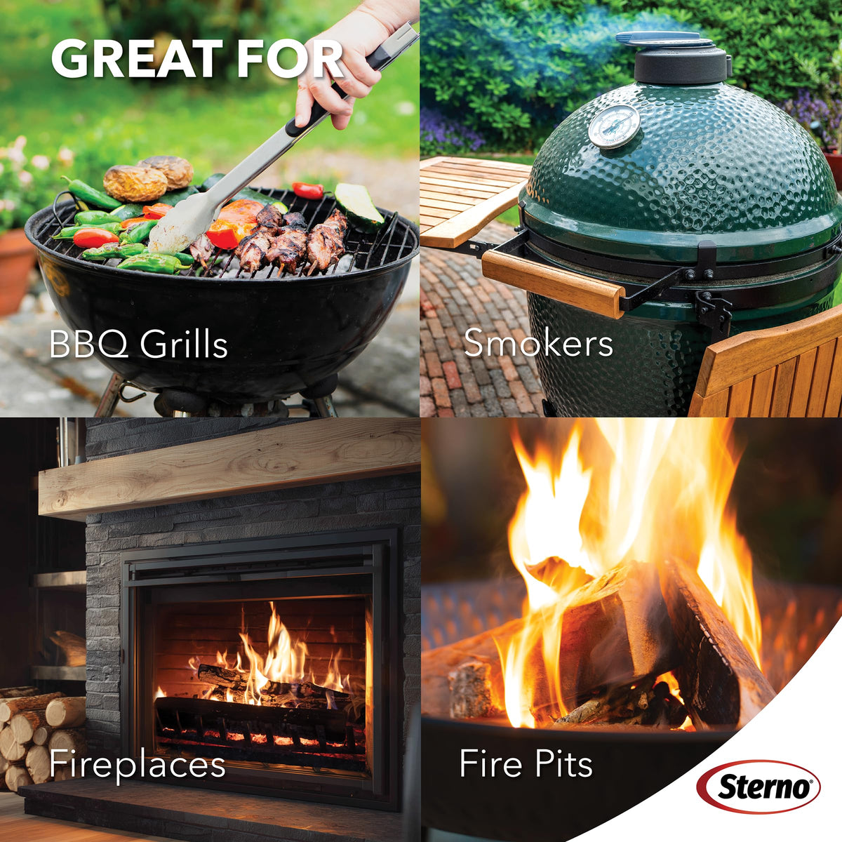 Sterno Instant Fire Starter Squares with natural wood base burn clean and odorless.