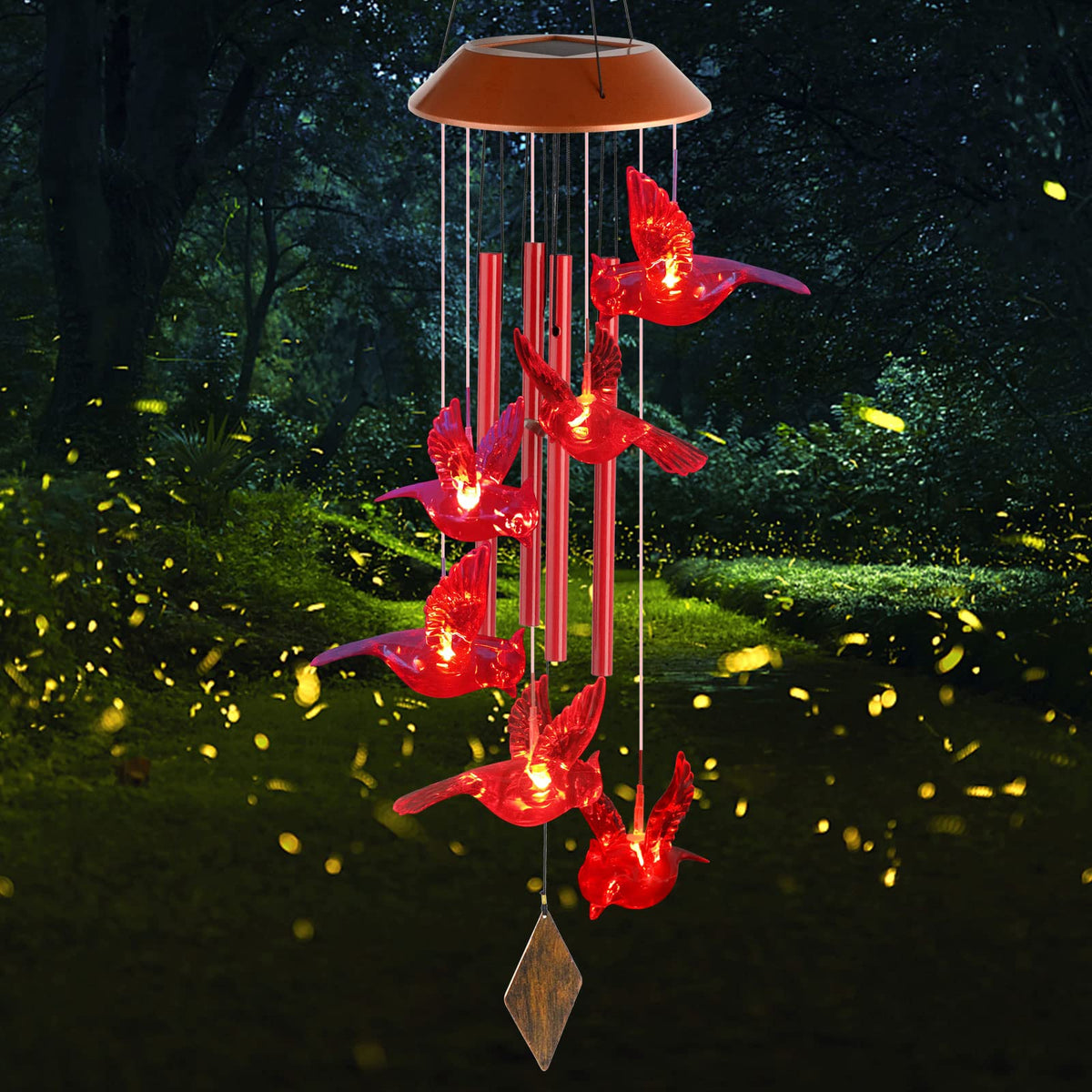 STF ShangTianFeng solar wind chimes hung on fence or porch for serene evenings.