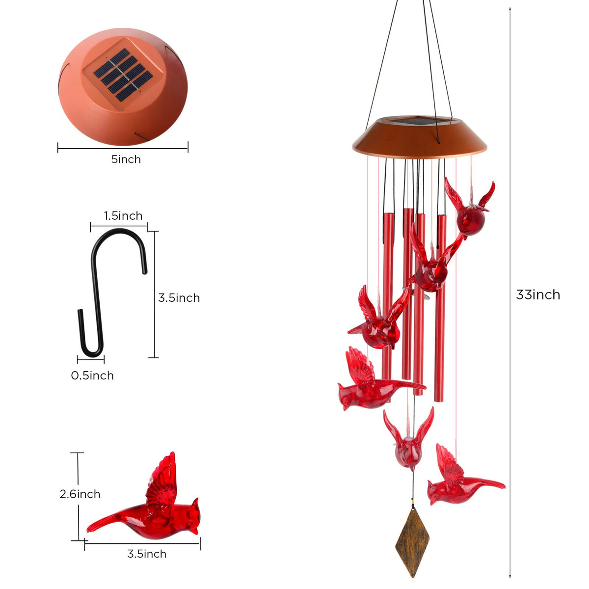 STF ShangTianFeng cardinal wind chimes ideal as a thoughtful gift for mom or friends.
