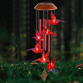 STF ShangTianFeng cardinal wind chimes glow at night with changing colors.