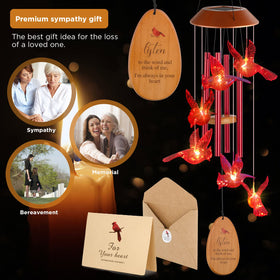 STF ShangTianFeng cardinal wind chimes with crystal ball light for magical yard glow