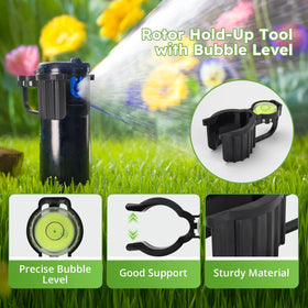 Combined bubble level and hold-up tool for accurate rotor alignment.