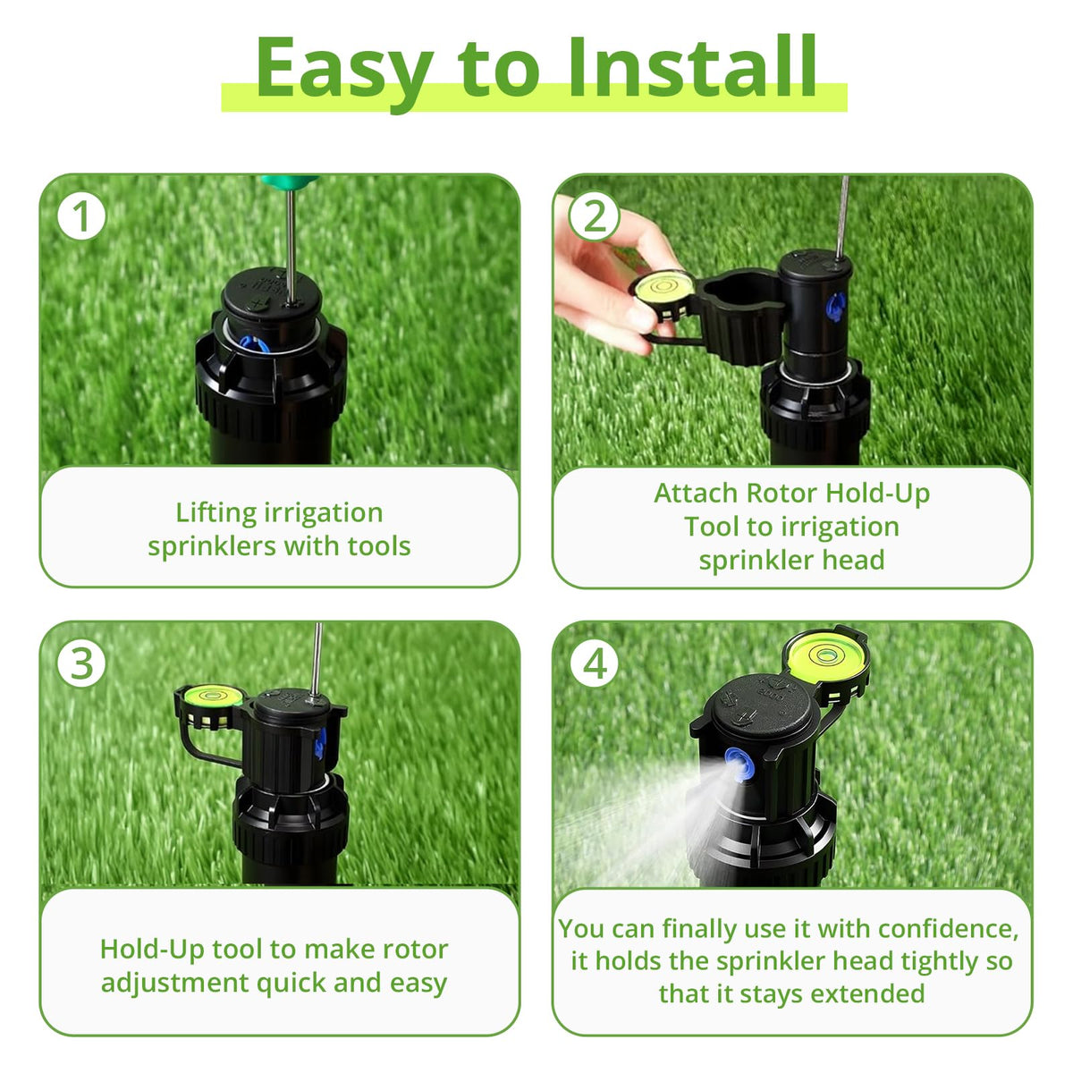 In-use installation: tool engaged with sprinkler head for quick rotor setting.