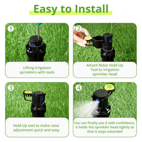In-use installation: tool engaged with sprinkler head for quick rotor setting.