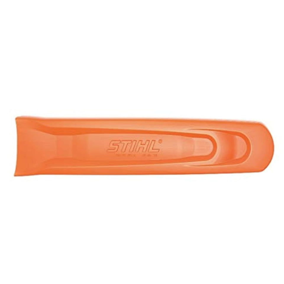 Stihl 18-inch bar scabbard front view, OEM fit for secure storage