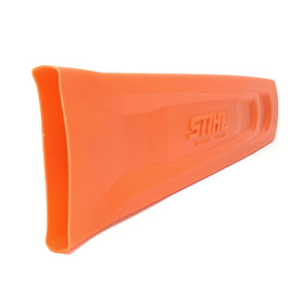 Stihl 18-inch bar scabbard in use, protects chain during transport
