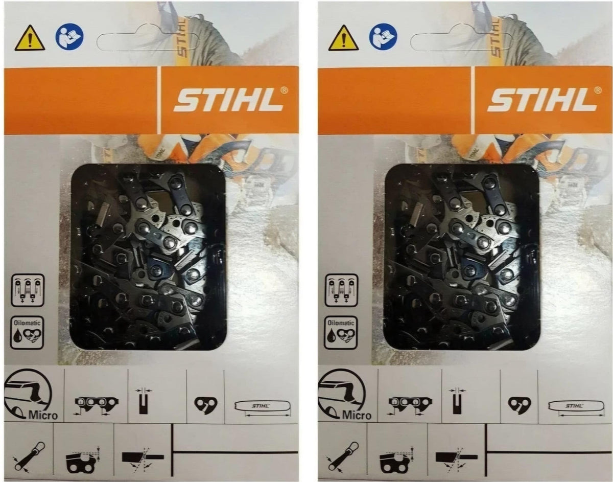 STIHL 26RM3-74 oilomatic chain closeup showing precise micro-cut design for faster wood cuts