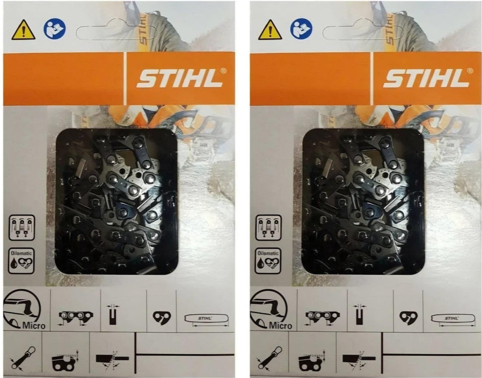 STIHL 26RM3-74 oilomatic chain closeup showing precise micro-cut design for faster wood cuts