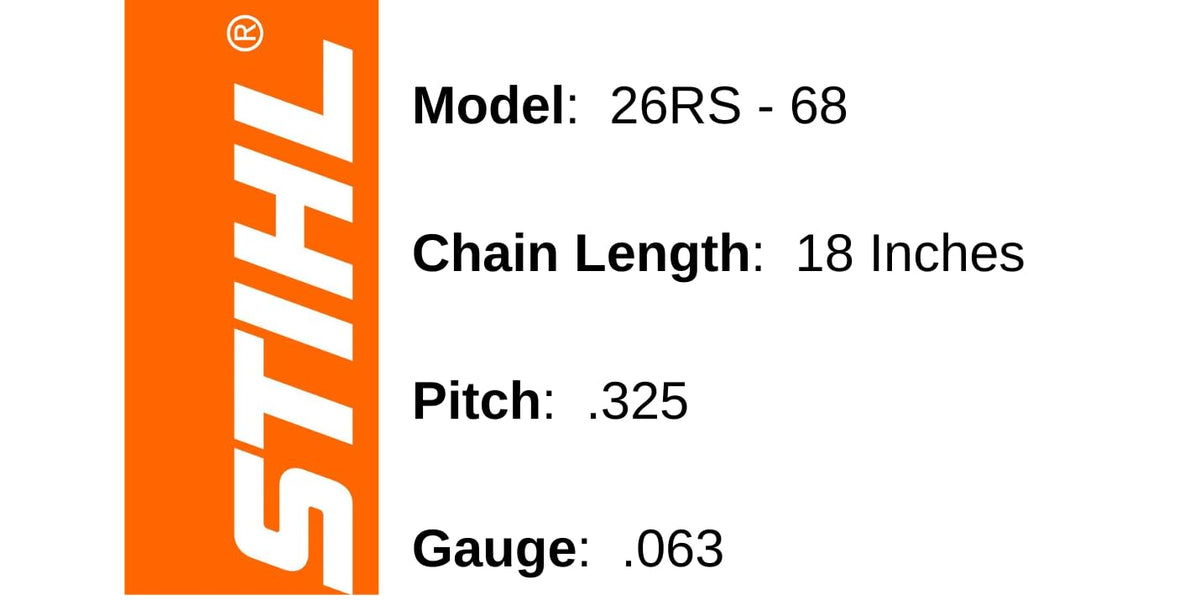 STIHL 26RS chain with 68 drive links emphasizes efficient, clean-cut performance.