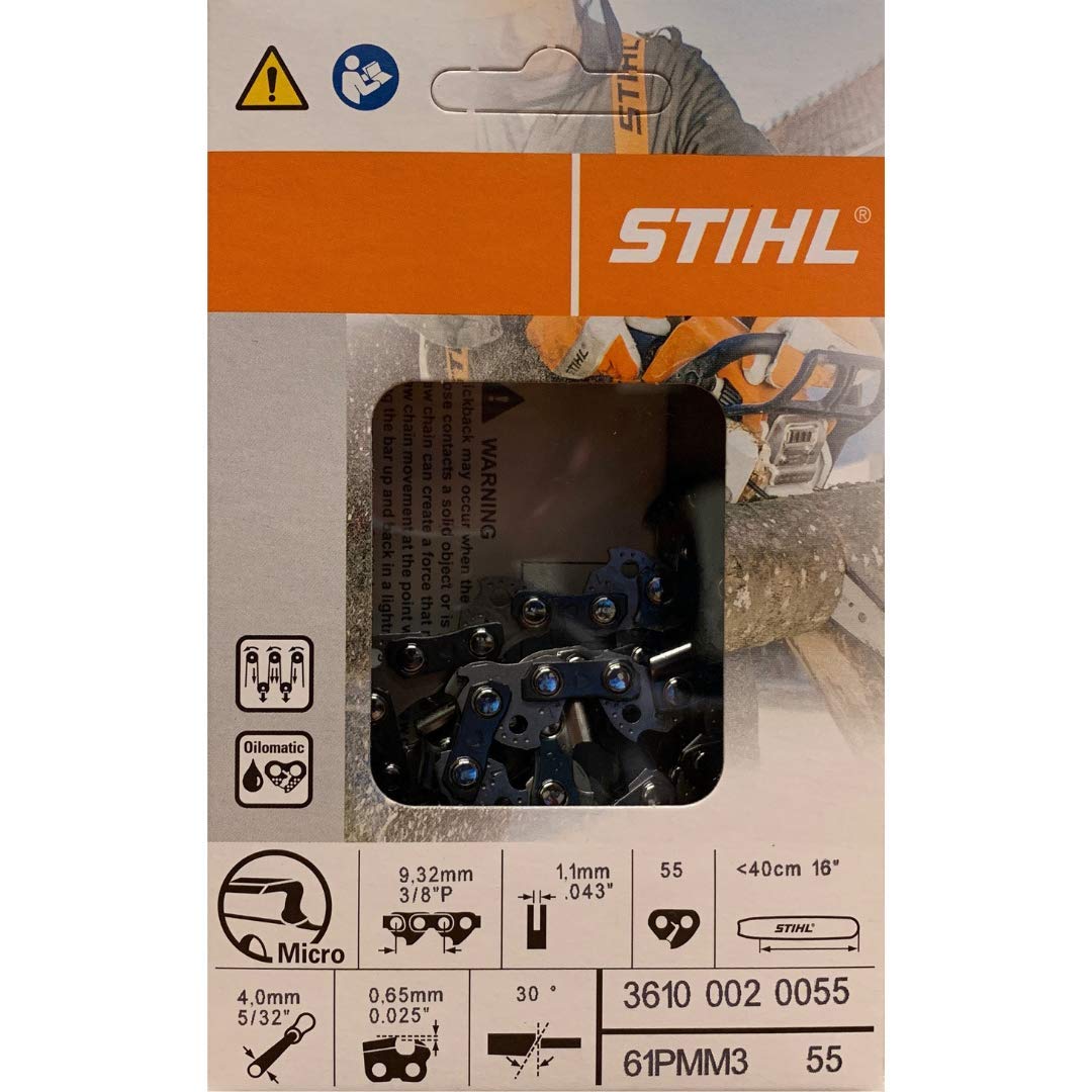 Stihl 61PMN3 chain on 16-inch bar for MS170/MS180, precise cuts
