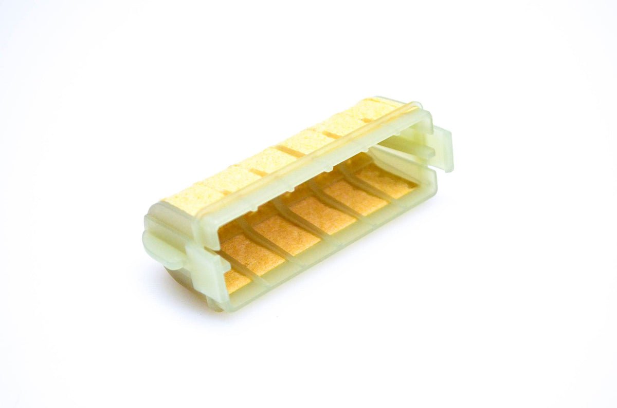 Stihl flocked air filter shown for MS210/MS230/MS250 compatibility, ready for reliable airflow.