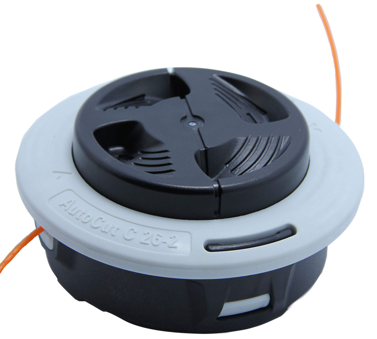 Stihl AutoCut C 26-2 trimmer head setup demonstrates quick-load design for faster feeding.