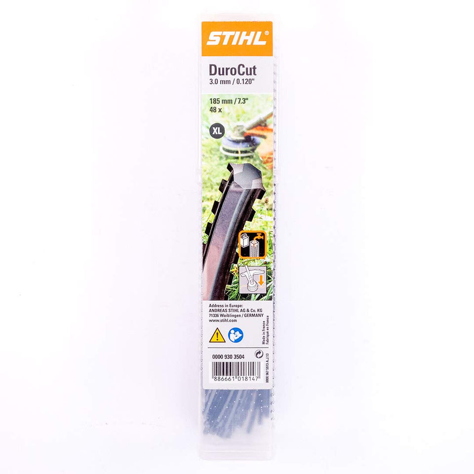 Stihl Durocut 48 serrated line for manual trimmers enhances cutting efficiency.