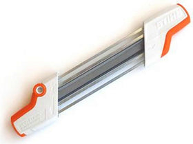 Stihl 5.2 mm diameter reference shown for sharpening setup.