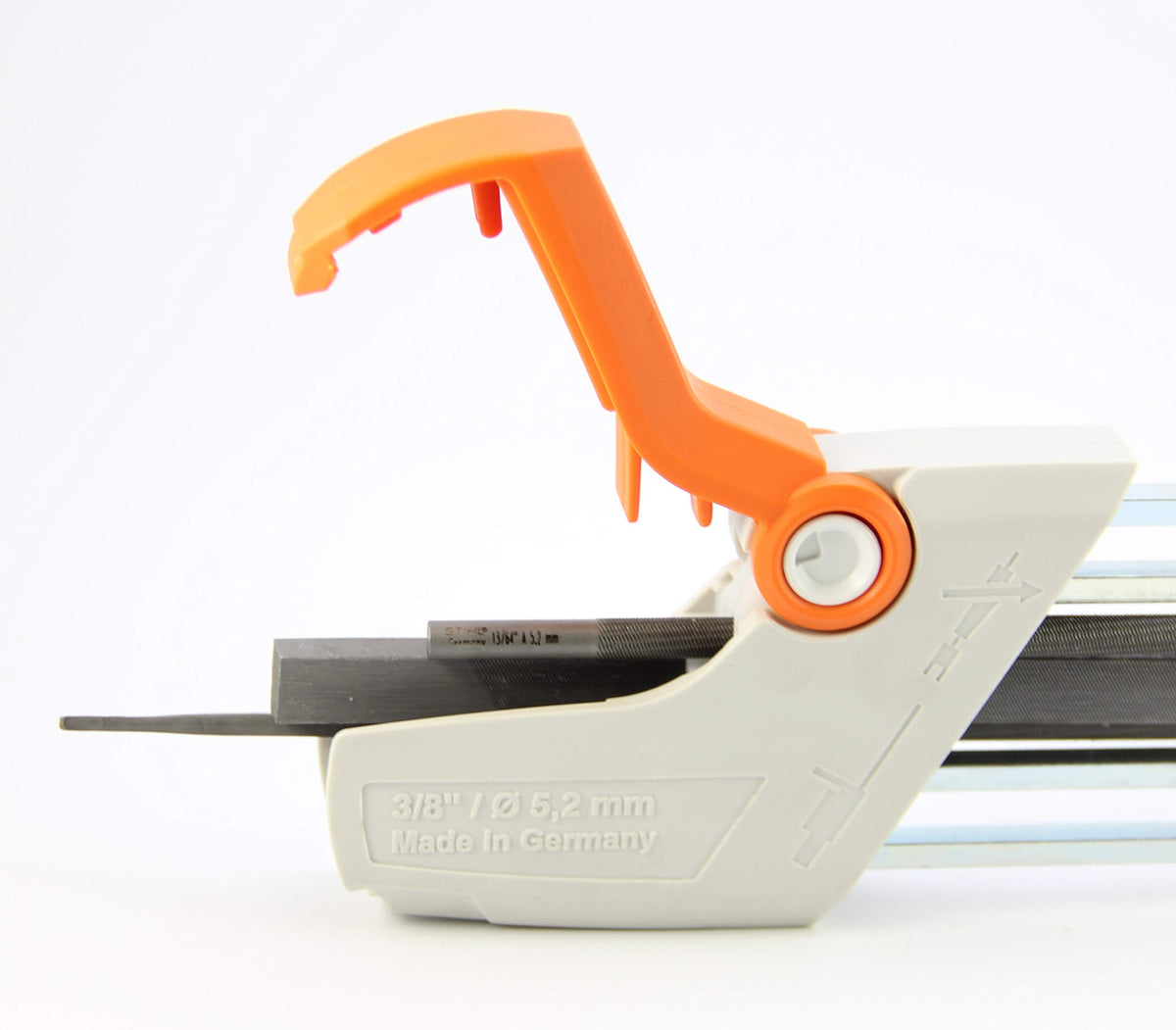 Stihl ergonomic file holder designed for comfortable use on site.