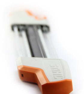 Stihl file holder kept tidy for quick access on the workbench.