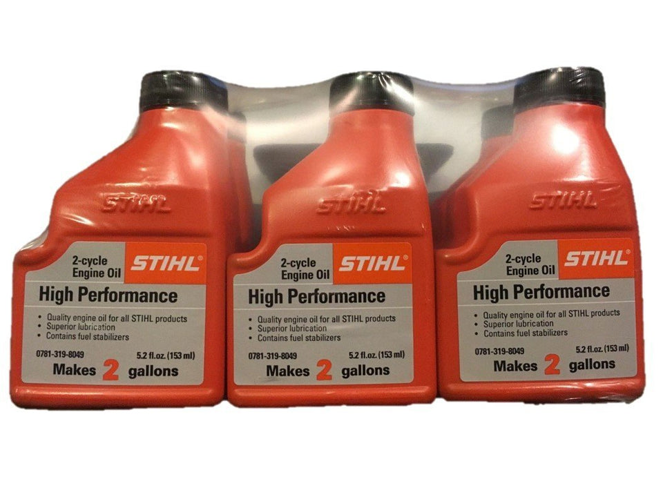 STIHL high-performance 2-cycle oil bottle provides smoother engine lubrication.