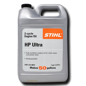 Stihl HP Ultra 2-Cycle oil bottle with fully synthetic formula for high-performance engines