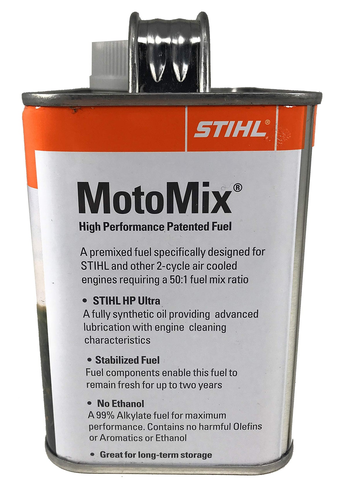 STIHL MotoMix pour-spout close-up, easy refueling in the field.