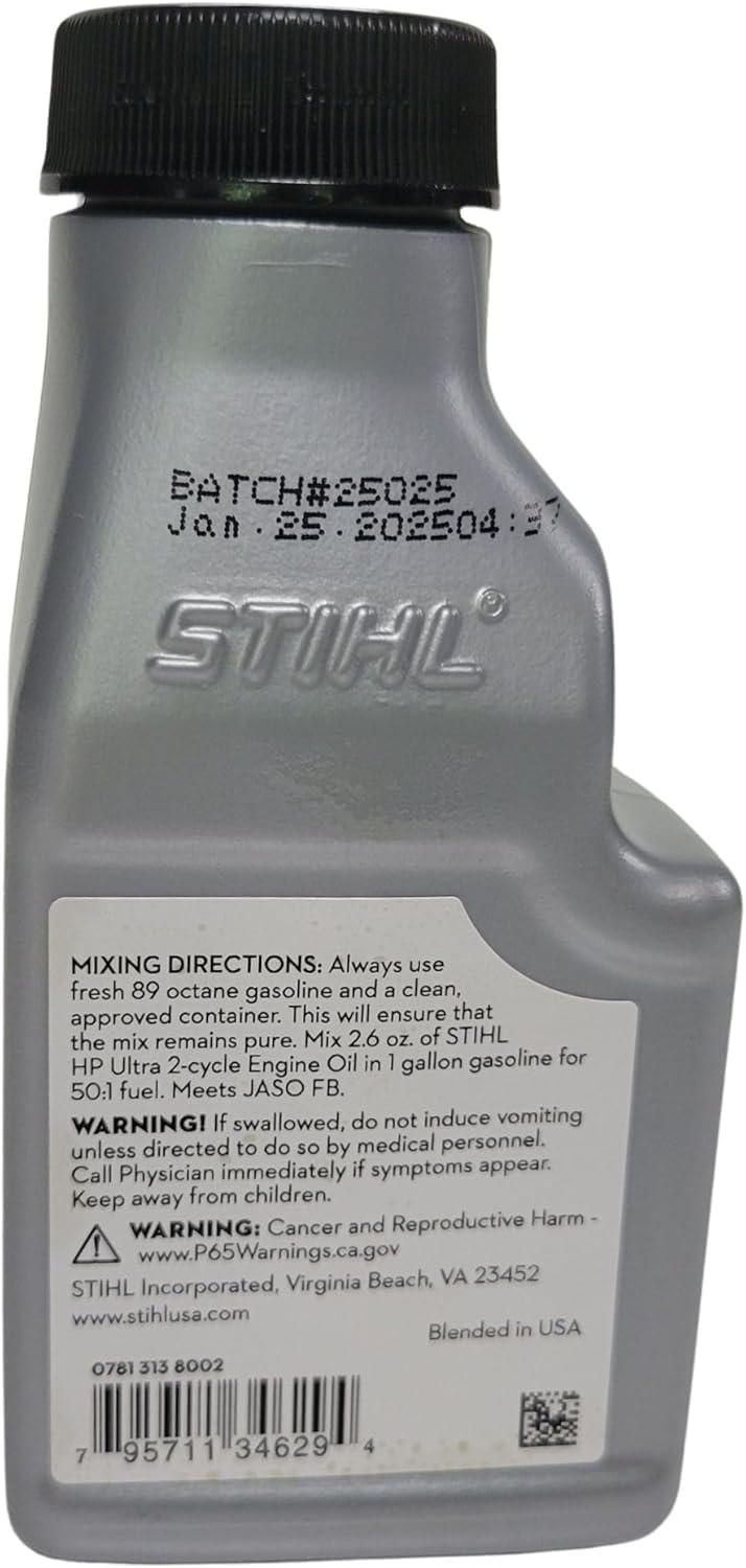 STIHL Oil Mix Ultra six-pack packaging ideal for workshops and farms.