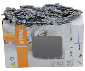 STIHL Oilomatic 71PM3-64 chain close-up highlights sharp teeth and drive links.