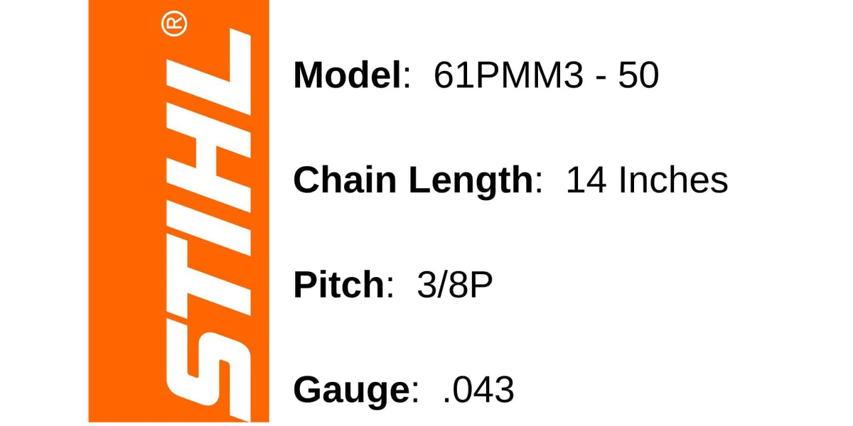 Stihl Oilomatic chain close-up shows precision cutters for clean cuts.