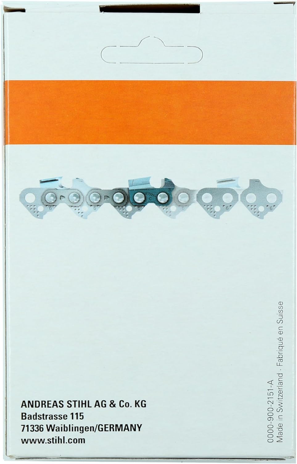 STIHL Oilomatic slots show lubrication directing oil to rivet for reduced wear.