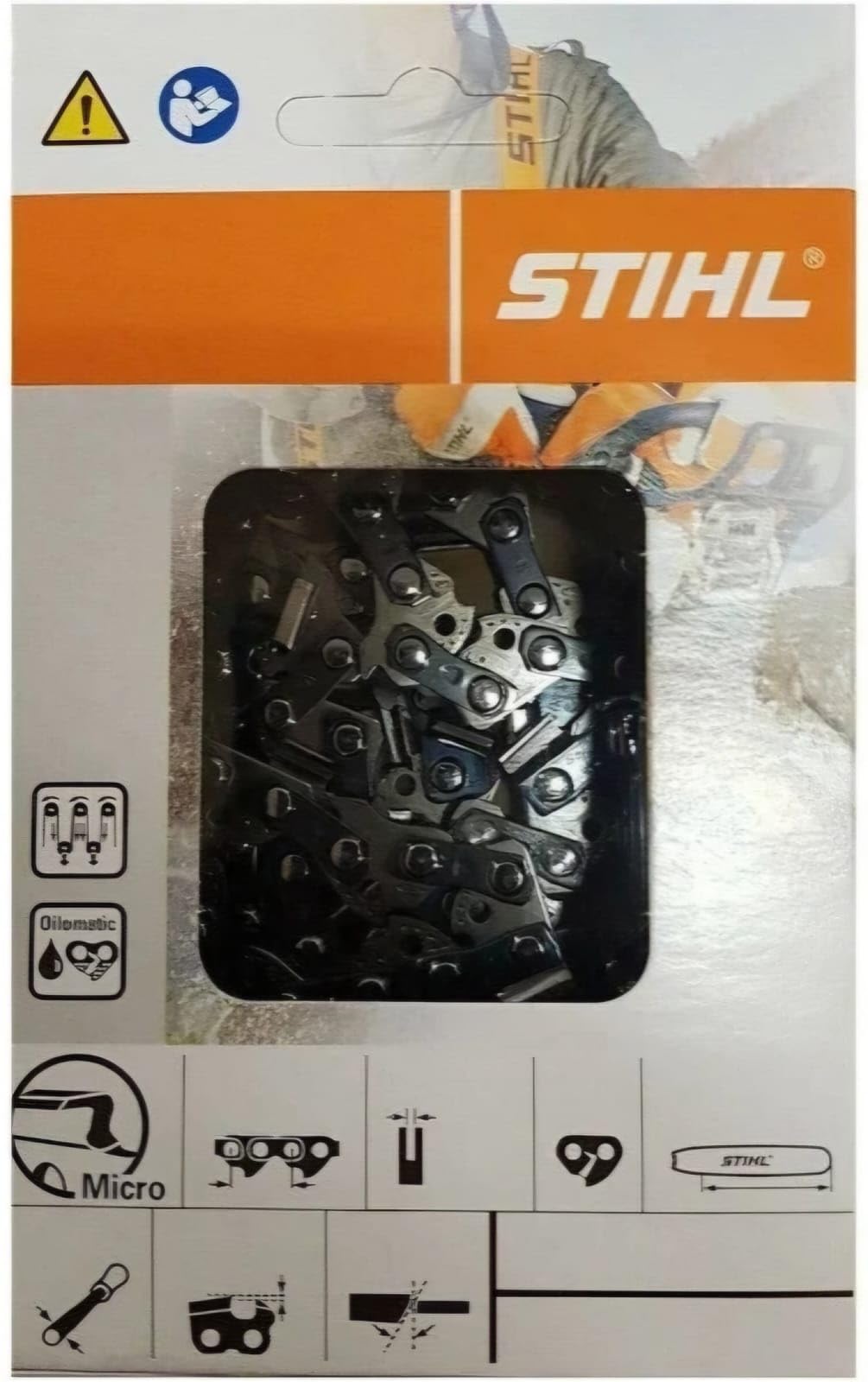 STIHL Rapid Micro 3 saw chain on a 20-inch bar for powerful, controlled cuts.