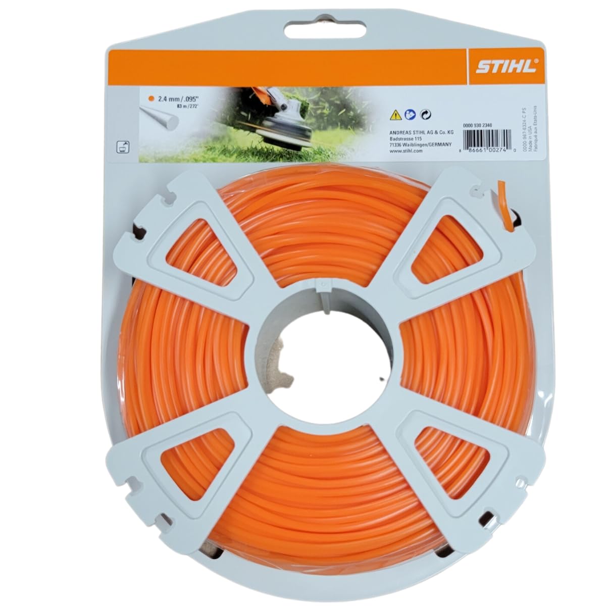 STIHL orange round line close-up highlighting round profile and color