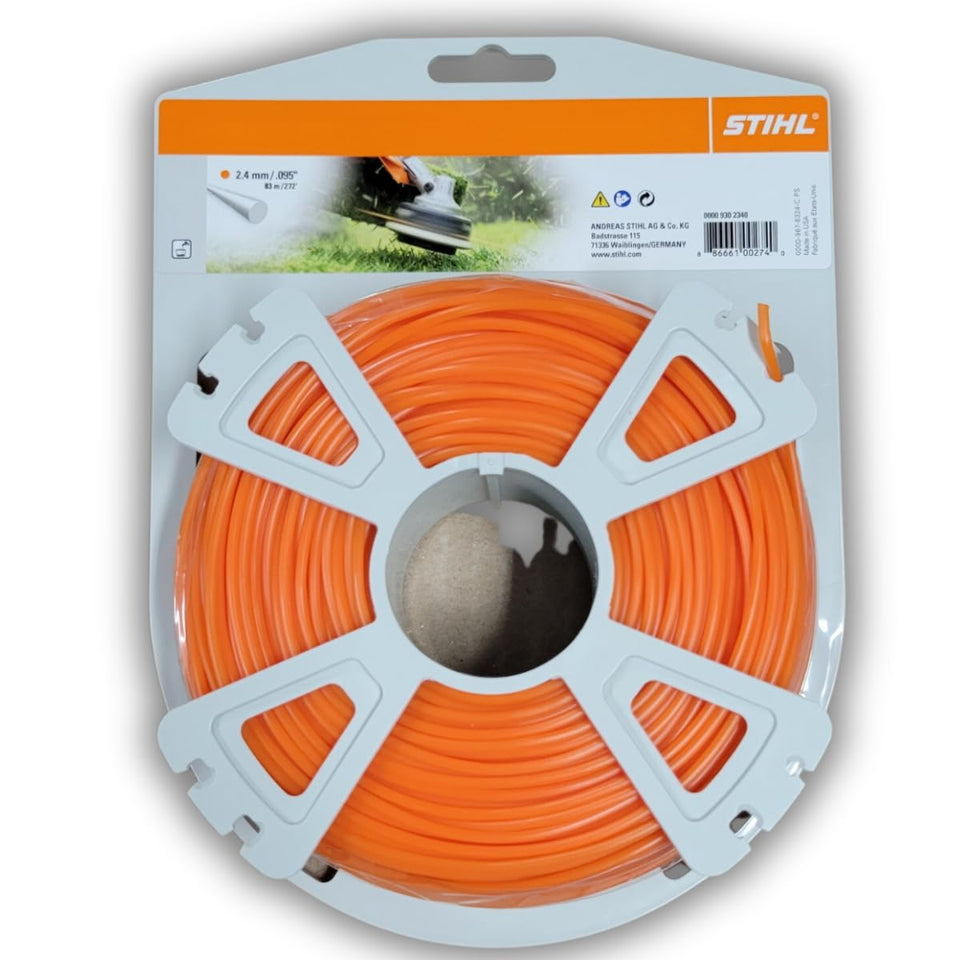 STIHL orange 0.095 inch trimmer line on spool for durable lawn edging and cleanup