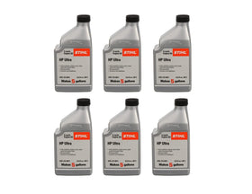 STIHL Ultra 2-cycle oil bottle, 12.8 oz, optimized for high-performance saws.