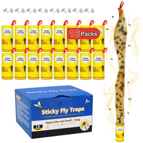 Stingmon 16-pack fly trap indoor/outdoor roll traps flies with ultra-sticky glue for reliable control.