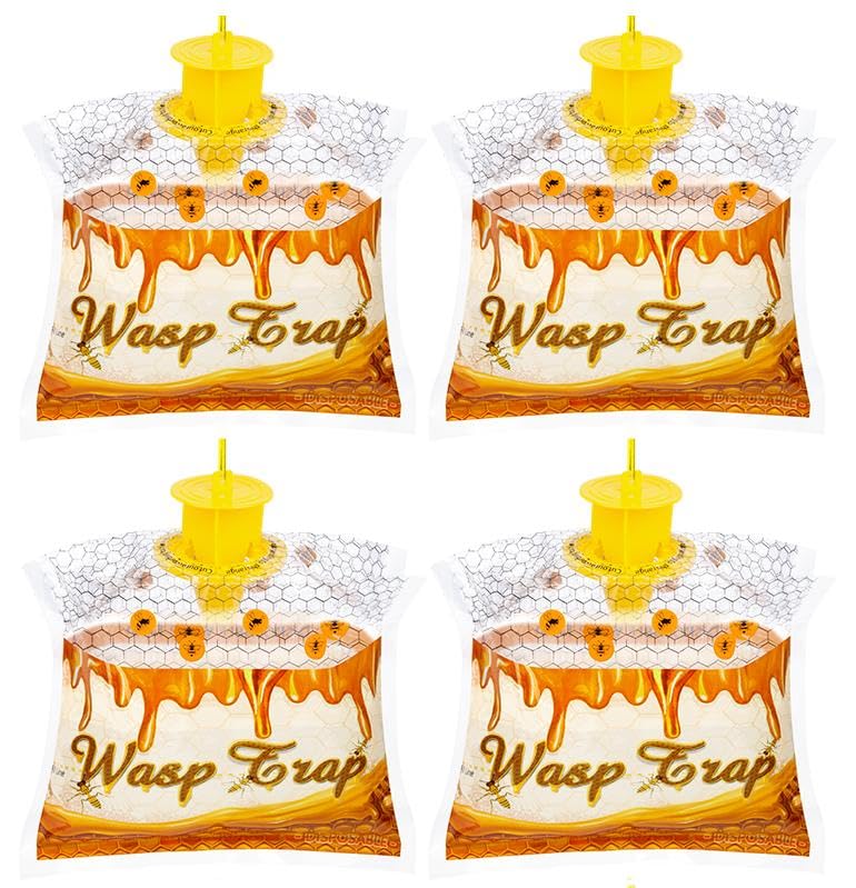 Stingmon 4-pack disposable wasp traps for outdoor hanging protect patios and gardens.