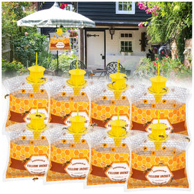 Stingmon 8-pack wasp traps for outdoor hanging with easy setup and effective pest capture.