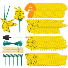 Stingmon 96-pack yellow fungus gnat sticky traps attract indoor pests safely
