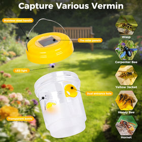Stingmon carpenter-bee-trap entry-design enables multiple entry points for efficient capture.