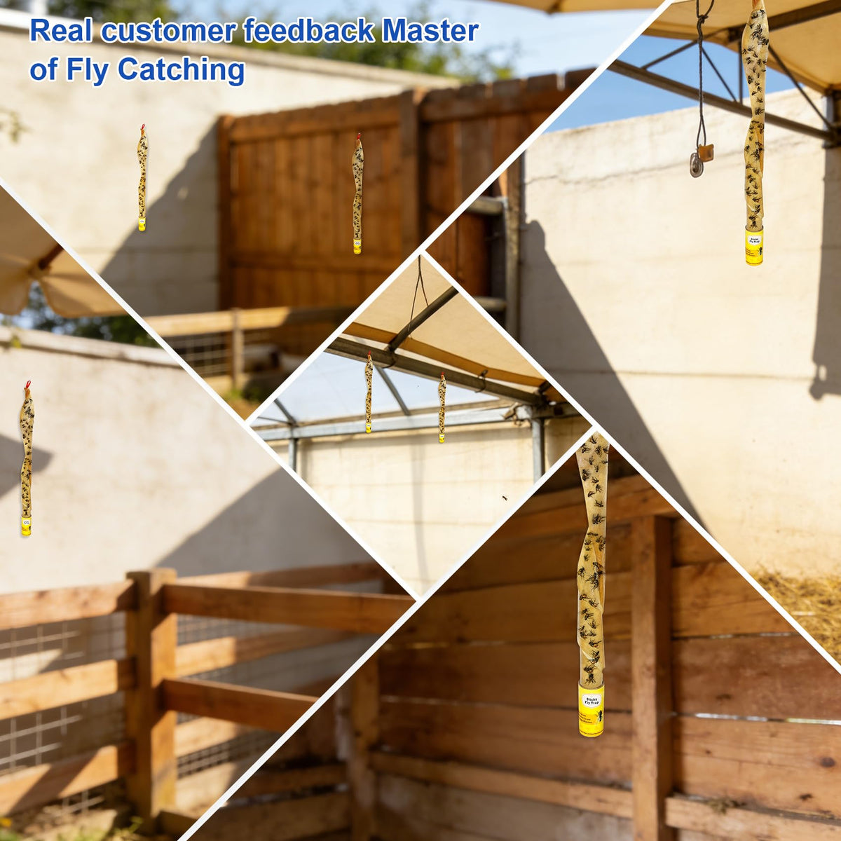Stingmon hanging fly strips ideal for kitchens, patios, and balconies.