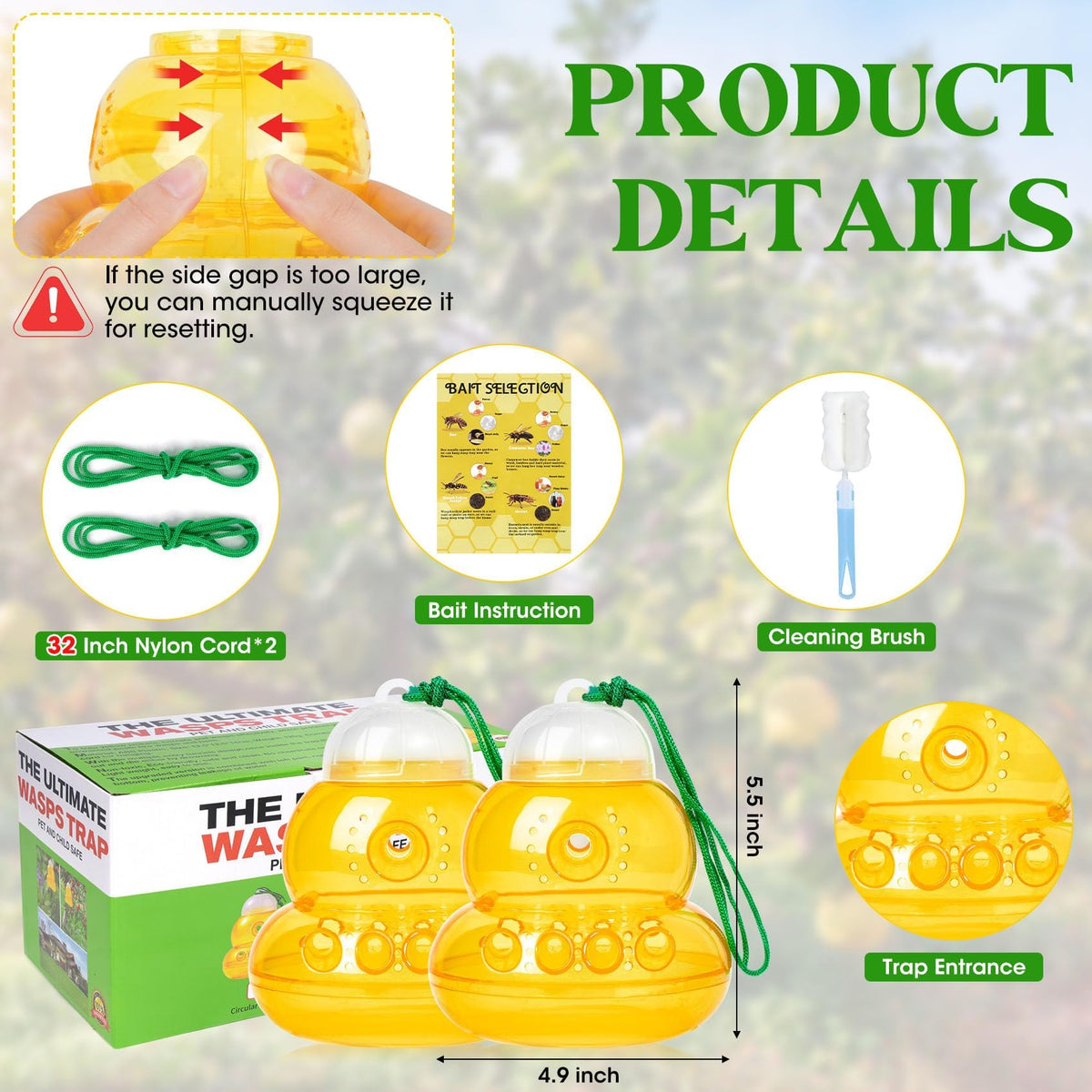 Stingmon hornet trap for outdoor protection against stinging pests