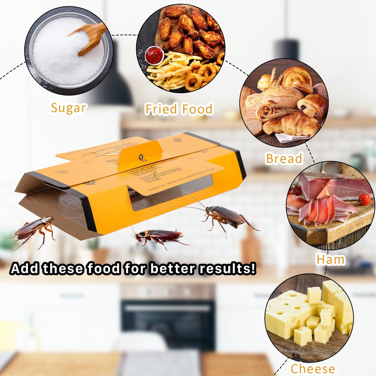 Stingmon roach traps with strong adhesive capture pests effectively.