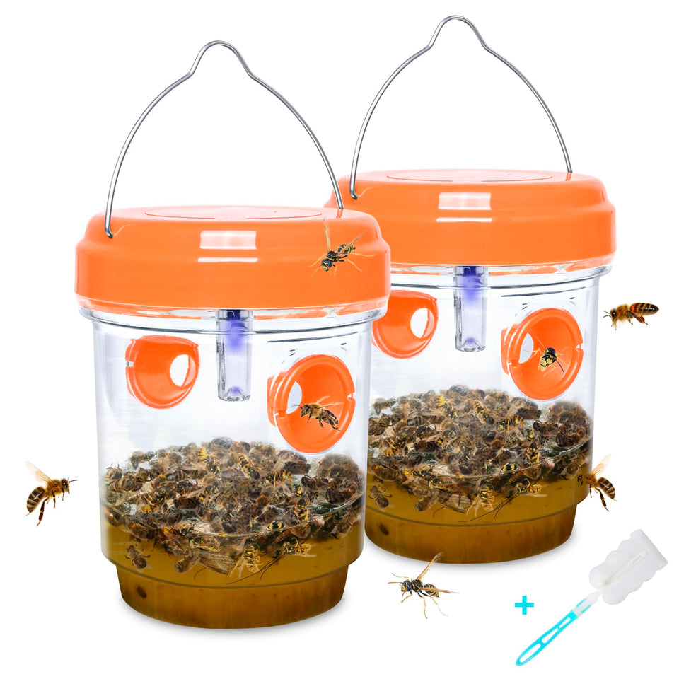 Stingmon two-pack solar wasp traps for outdoor hanging keep patios pest-free
