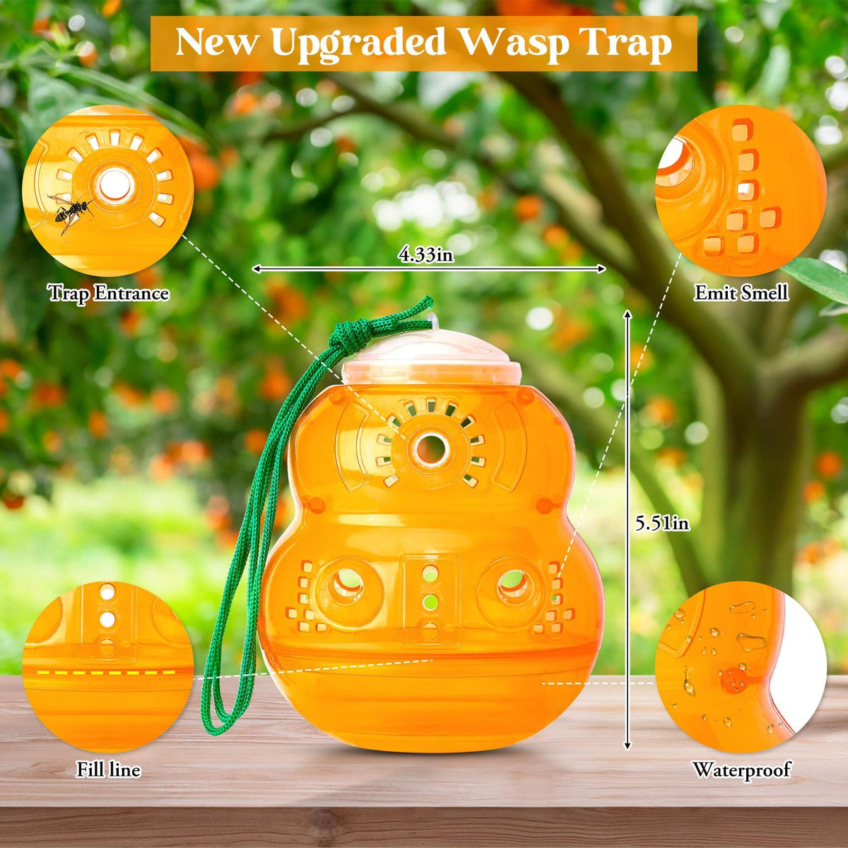 Stingmon orange wasp trap ready for yard use