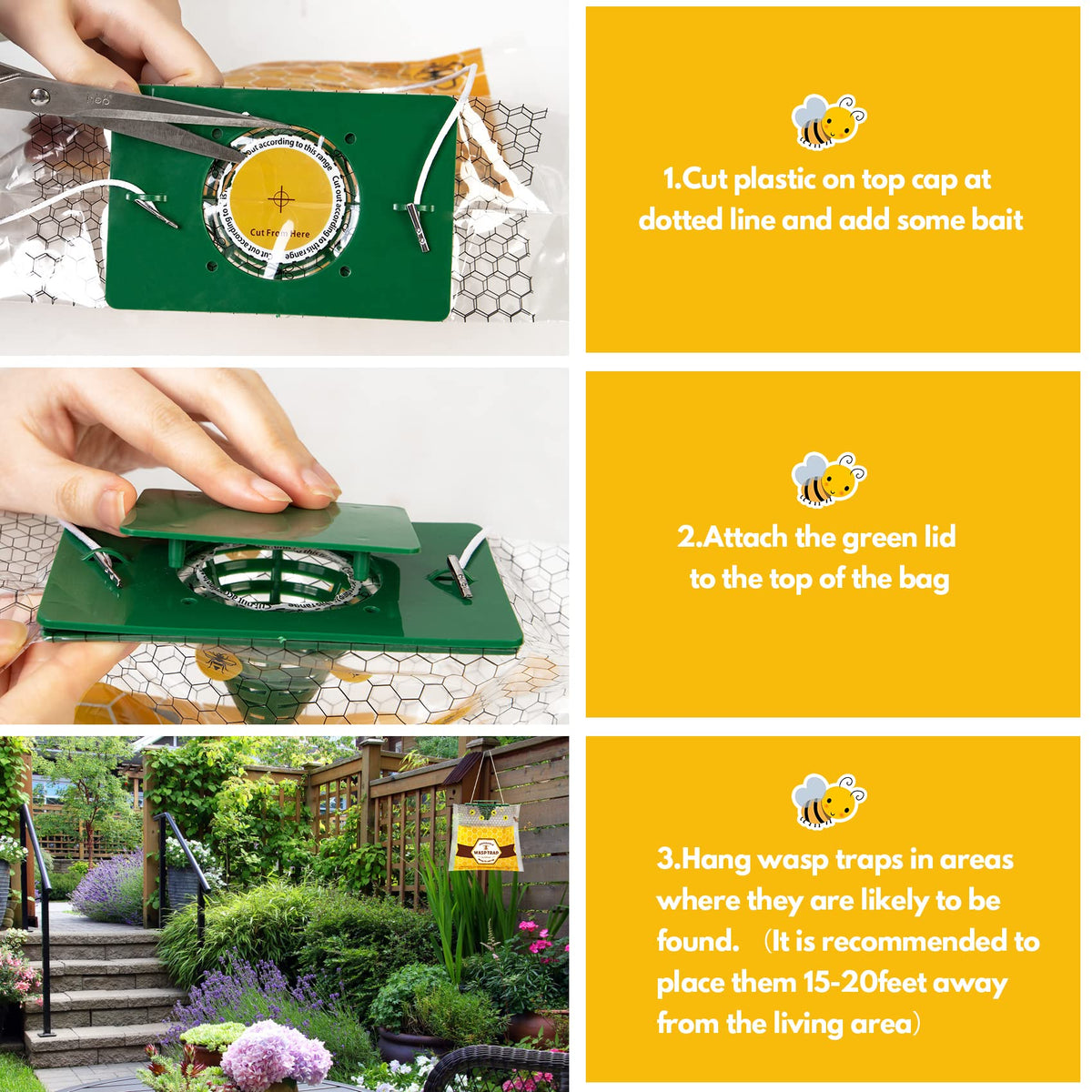 Stingmon yellow jacket trap front view with funnel design showcased.