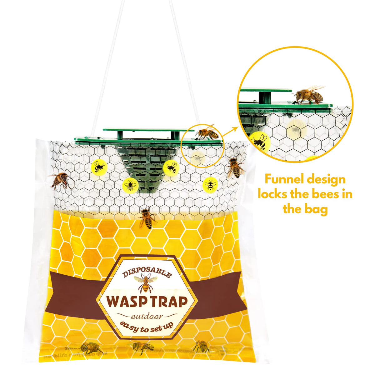 Stingmon yellow jacket trap designed for outdoor use to attract and capture swarming pests.