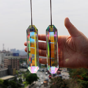 stino 2-pack 5-inch rectangle crystal prisms for windows creating rainbow reflections