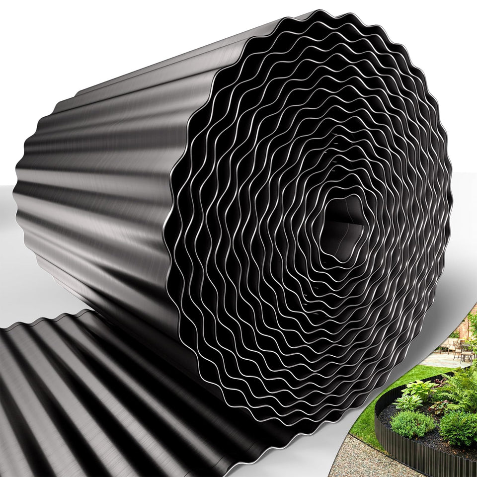 STIRLINGEAR 40ft 8in flexible edging roll unrolled to define garden borders.
