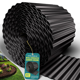 STIRLINGEAR 50ft black corrugated landscape edging roll defines clean borders in tough outdoor conditions