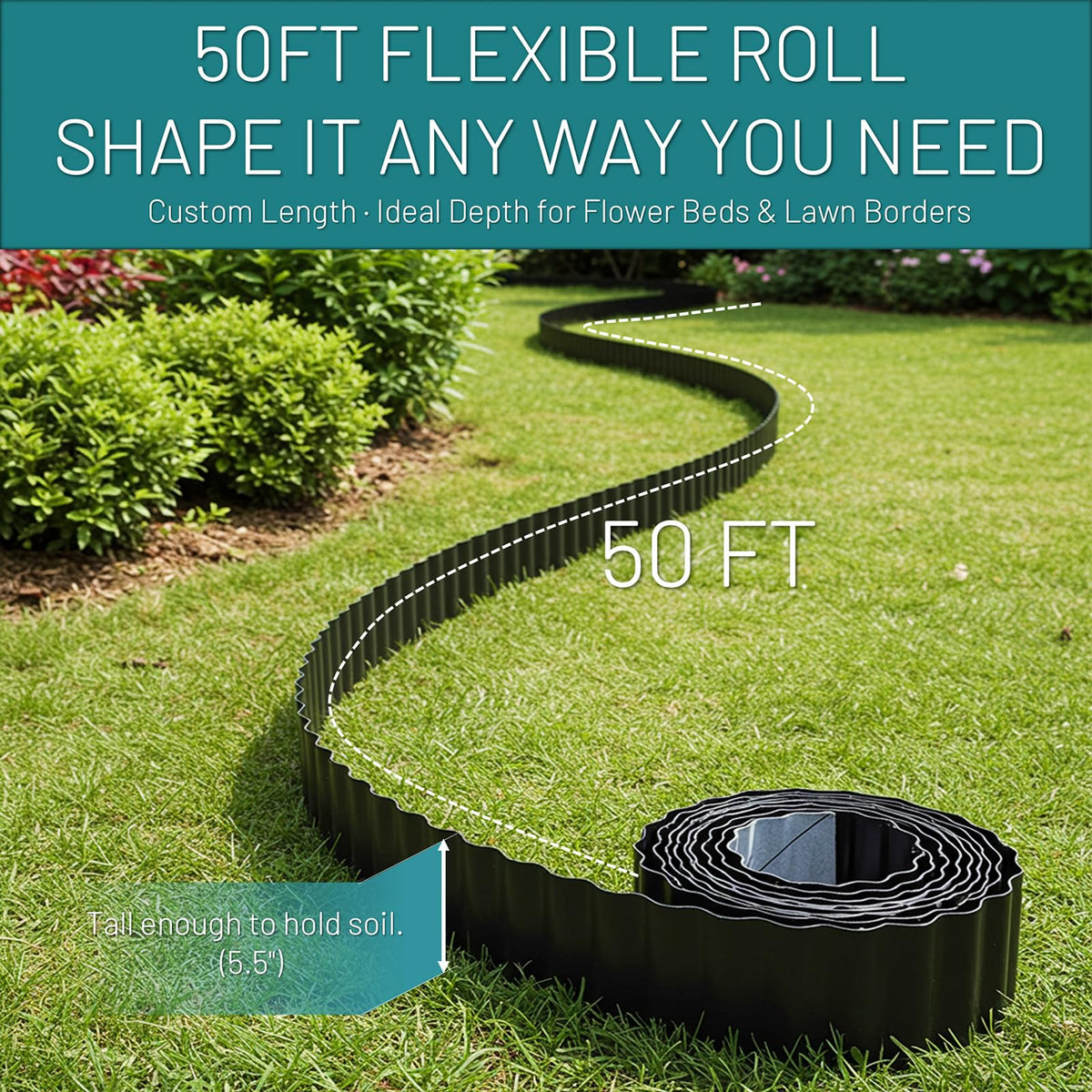 STIRLINGEAR flexible garden edging bends to follow curves for creative bed layouts