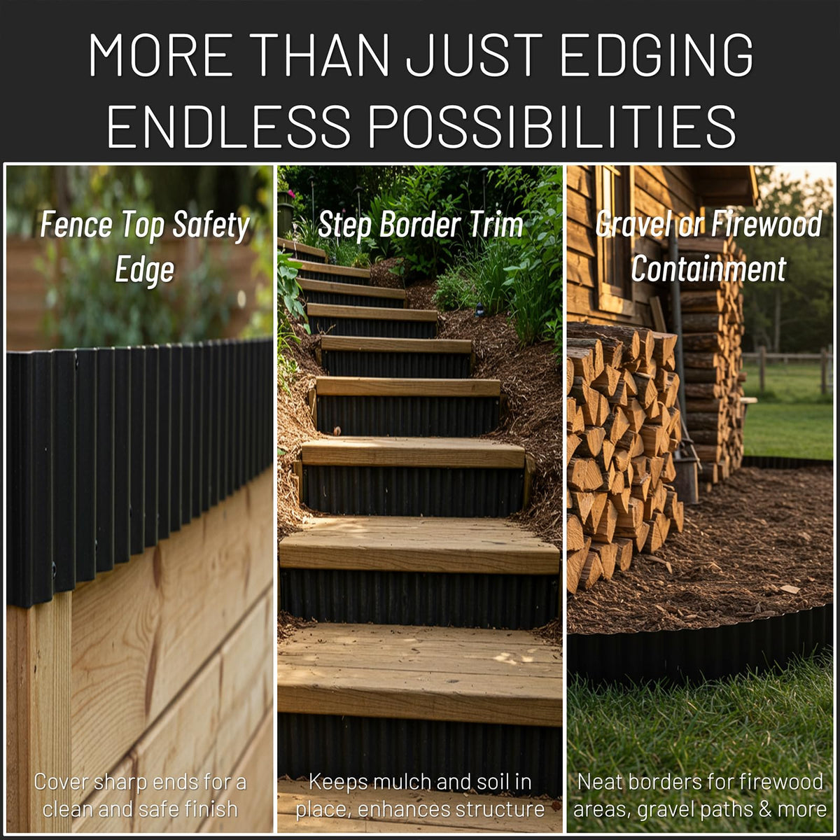 STIRLINGEAR edging near trees forms a neat, professional ring.